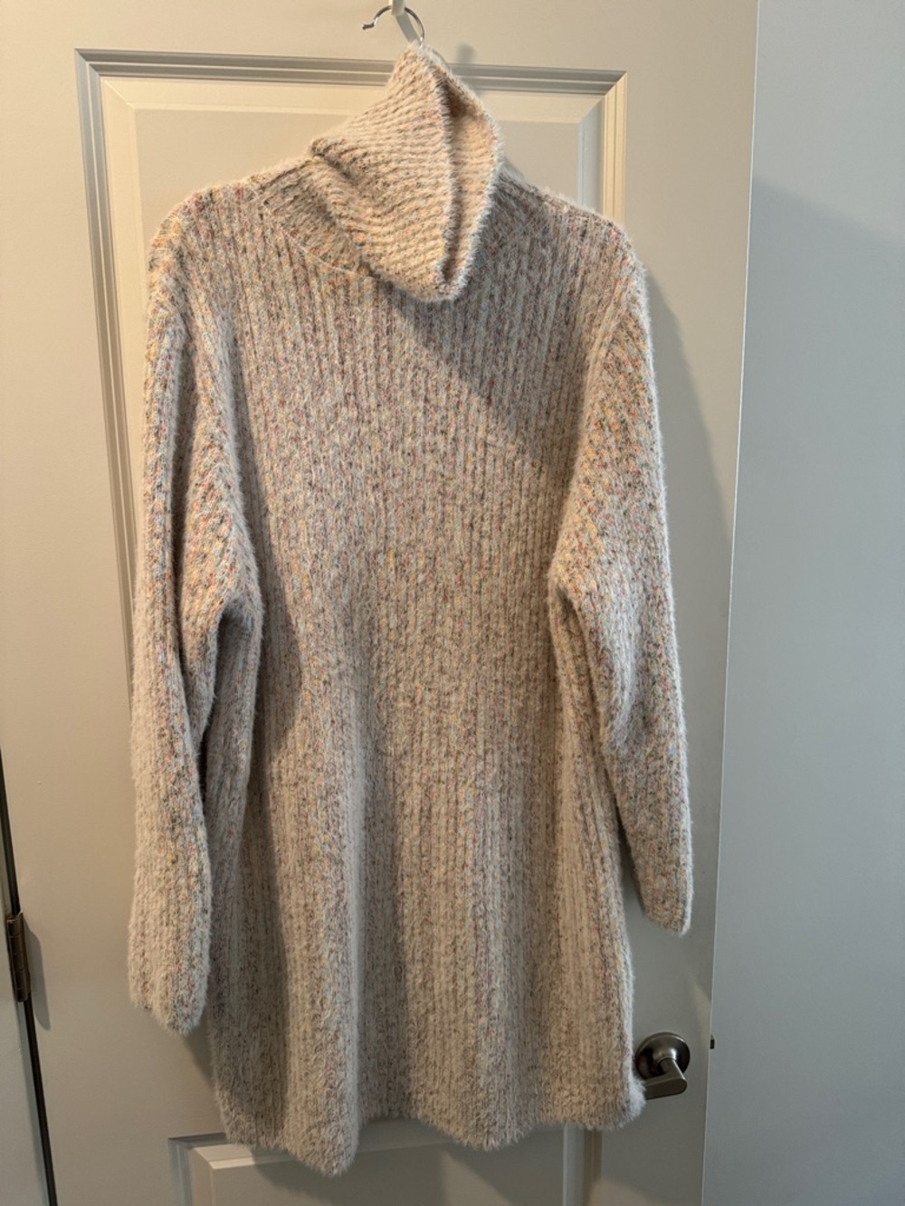 Cozy Cream Speckled Turtleneck Sweater Dress